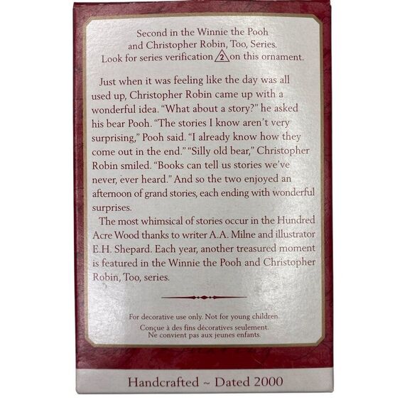 Story Time With Pooh Hallmark Ornament 2nd in Series 2000 - Picture 2 of 2